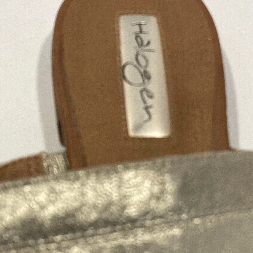 Halogen Gold Metallic Leather Double Strap Slide‎ Sandals